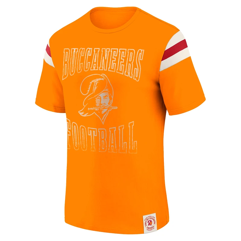 T-shirt à rayures orange pour homme Darius Rucker Collection by Fanatics des Tampa Bay Buccaneers, effet vieilli, avec épaules rétro
