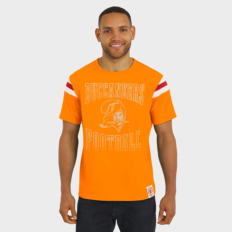 T-shirt à rayures orange pour homme Darius Rucker Collection by Fanatics des Tampa Bay Buccaneers, effet vieilli, avec épaules rétro