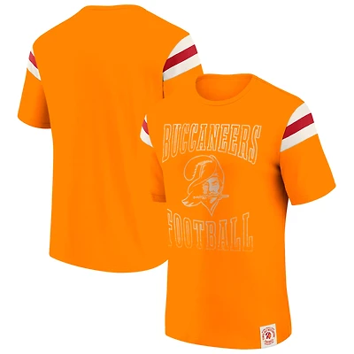 T-shirt à rayures orange pour homme Darius Rucker Collection by Fanatics des Tampa Bay Buccaneers, effet vieilli, avec épaules rétro