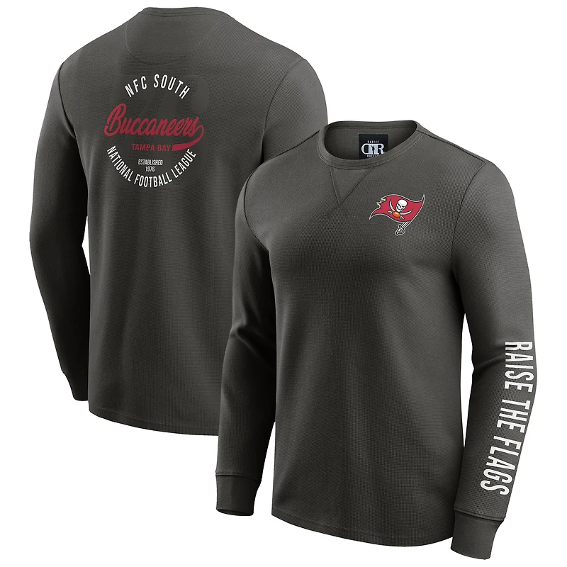 T-shirt à manches longues en tricot gaufré délavé pour homme de la collection Darius Rucker par Fanatics Pewter Tampa Bay Buccaneers