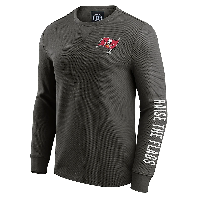 Men's Darius Rucker Collection by Fanatics Pewter Tampa Bay Buccaneers Washed Waffle-Knit Long Sleeve T-Shirt
