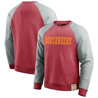 Men's Darius Rucker Collection by Fanatics Red/Heather Gray Tampa Bay Buccaneers Throwback Color Block Raglan Pullover Sweatshirt