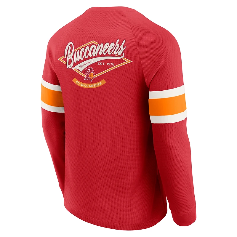 T-shirt Henley à manches longues raglan en tricot gaufré rouge pour homme de la collection Darius Rucker par Fanatics des Buccaneers Tampa Bay