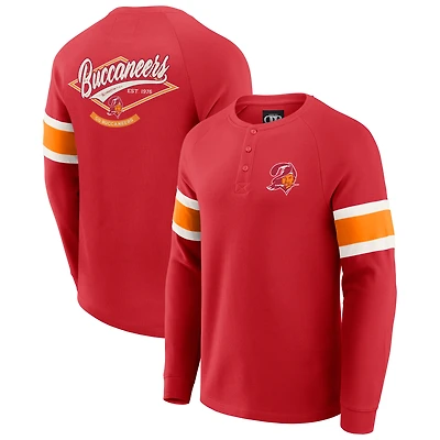 T-shirt Henley à manches longues raglan en tricot gaufré rouge pour homme de la collection Darius Rucker par Fanatics des Buccaneers Tampa Bay