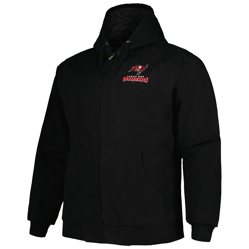 Men's Dunbrooke Black Tampa Bay Buccaneers Big & Tall Dakota Canvas Hoodie Full-Zip Jacket