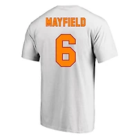 T-shirt Fanatics pour homme, blanc, Baker Mayfield, Tampa Bay Buccaneers, grandes tailles, avec nom et numéro du joueur