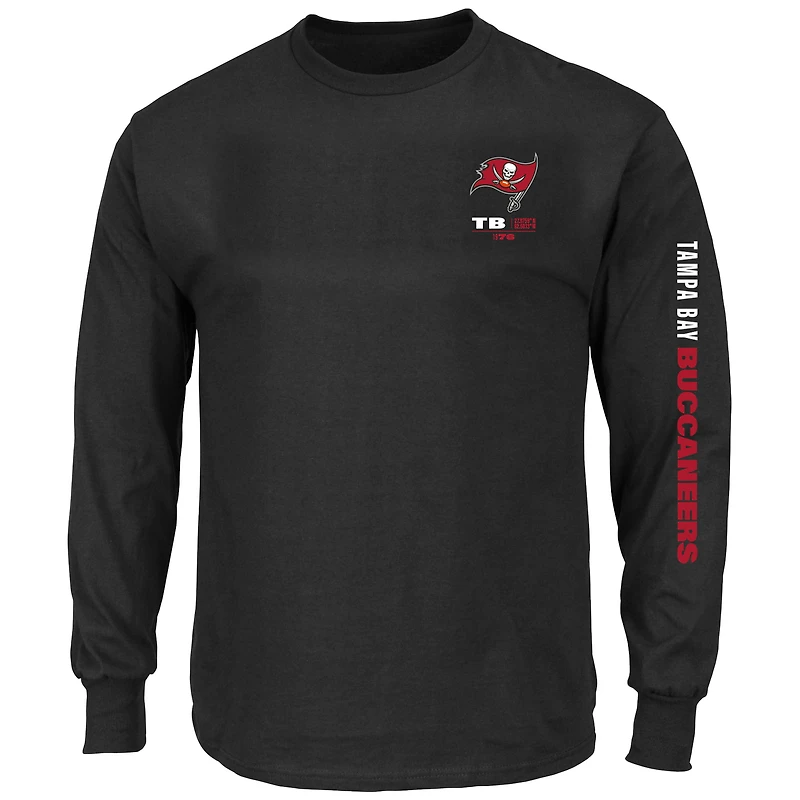 T-shirt à manches longues Fanatics noir pour homme, motif Big & Tall Clock Management Legacy des Tampa Bay Buccaneers