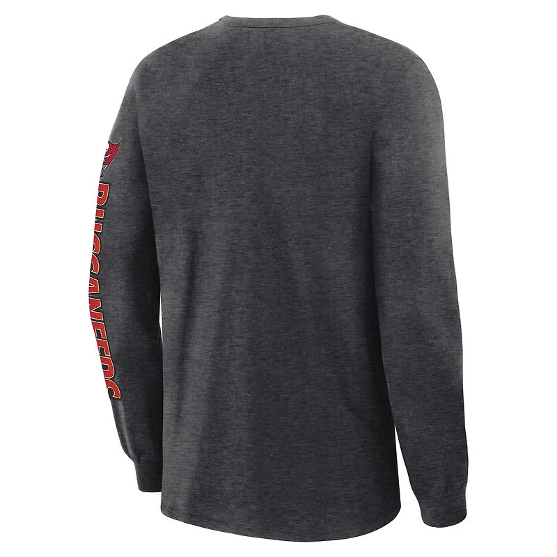Men's Fanatics Heather Charcoal Tampa Bay Buccaneers Hometown Sweep Legacy Long Sleeve T-Shirt