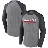 T-shirt à manches longues raglan tri-mélangé Fanatics pour hommes gris chiné/charbon de Tampa Bay Buccaneers