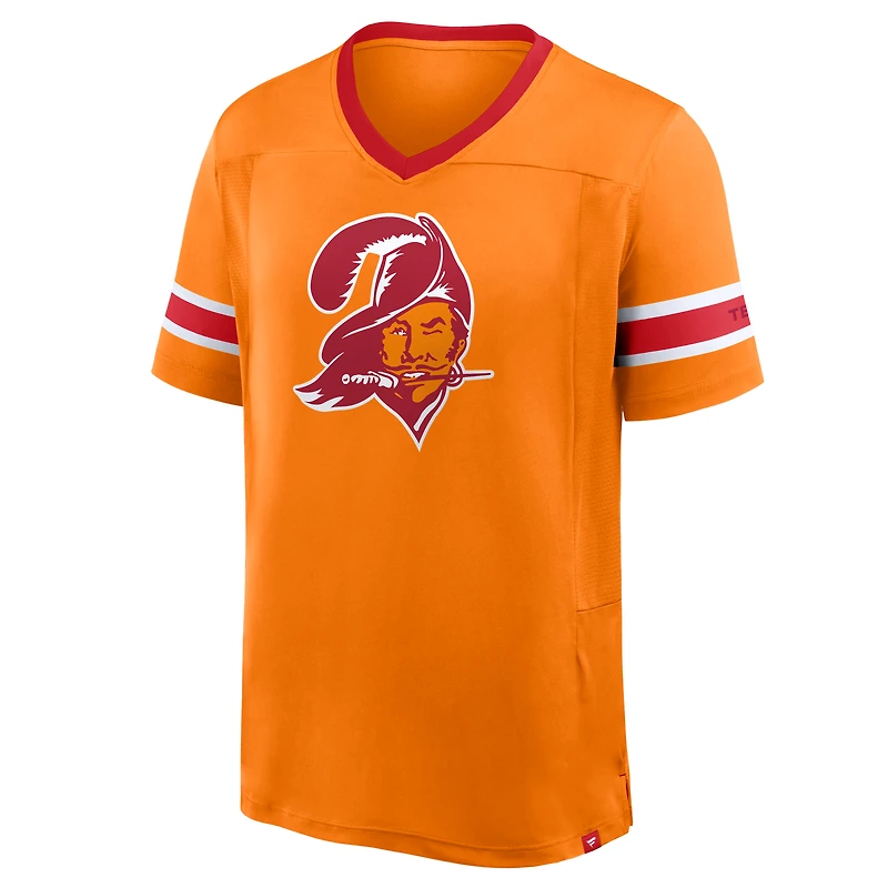 T-shirt col V premium Hashmark orange Fanatics pour homme, Tampa Bay Buccaneers