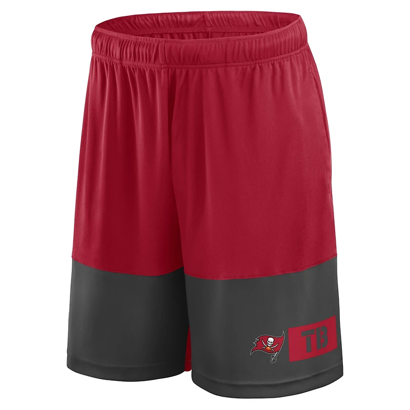 Short de performance Fanatics rouge/étain pour homme, taille grande et grande, des Buccaneers Tampa Bay