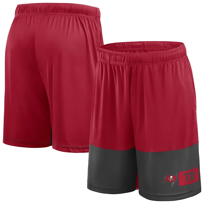 Short de performance Fanatics rouge/étain pour homme, taille grande et grande, des Buccaneers Tampa Bay