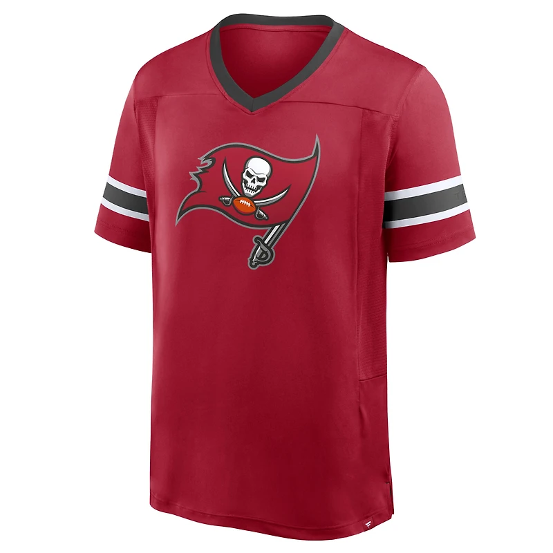 Men's Fanatics Red Tampa Bay Buccaneers Hometown Premium Hashmark V-Neck T-Shirt