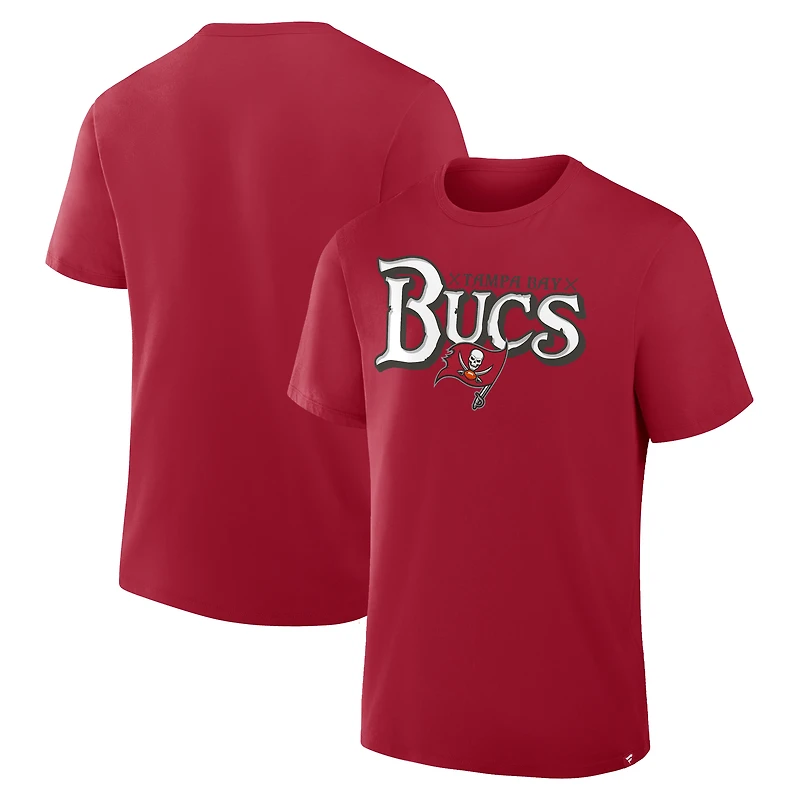 T-shirt rouge Fanatics pour homme, véritable favori des Tampa Bay Buccaneers
