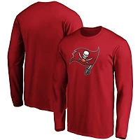 T-shirt rouge à manches longues avec logo principal des Buccaneers de Tampa Bay Fanatics pour hommes