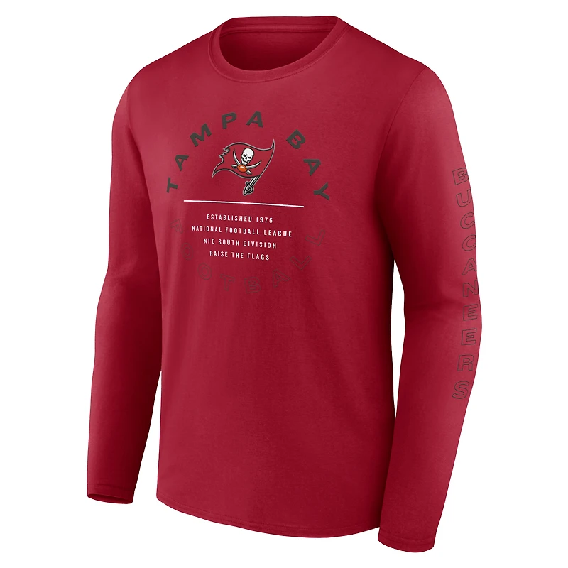 T-shirt rouge à manches longues Fanatics Tampa Bay Buccaneers Stat Sheet pour hommes