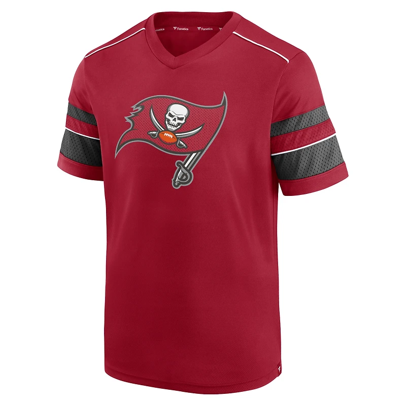 T-shirt à col en V texturé Fanatics Red Tampa Bay Buccaneers pour hommes