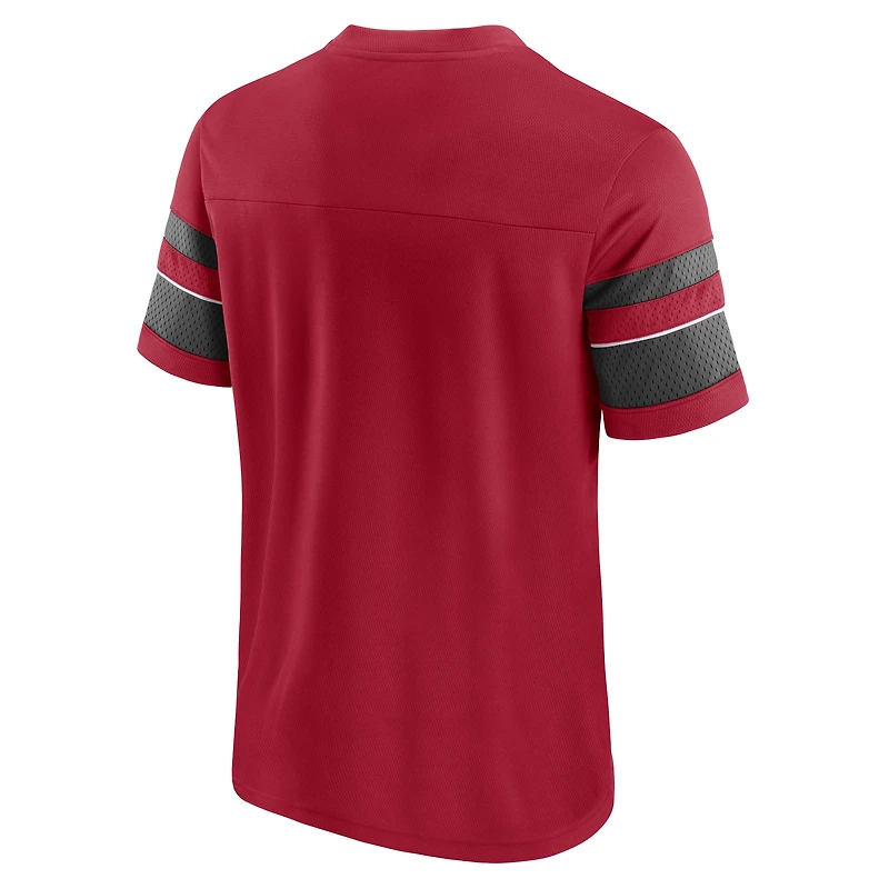 T-shirt à col en V texturé Fanatics Red Tampa Bay Buccaneers pour hommes
