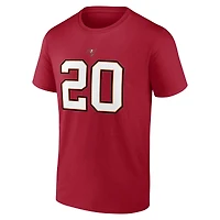 T-shirt avec nom et numéro d'icône de joueur retraité des Buccaneers Tampa Bay Fanatics Ronde Barber rouge pour hommes