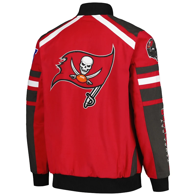 Men's G-III Sports by Carl Banks Red Tampa Bay Buccaneers Power Forward Racing Full-Snap Jacket