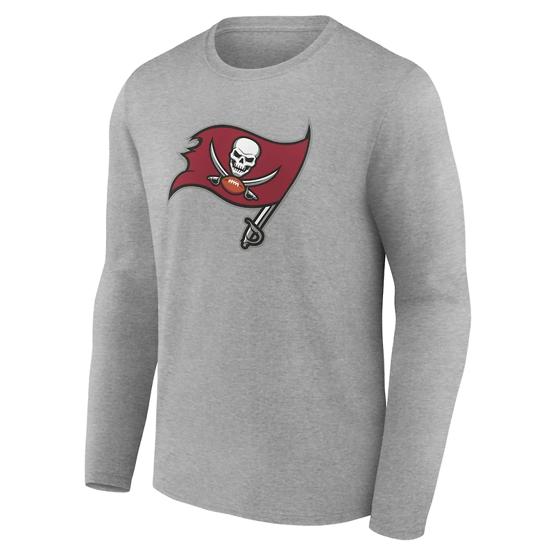 Men's Gray Tampa Bay Buccaneers Team Authentic Personalized Name & Number Long Sleeve T-Shirt