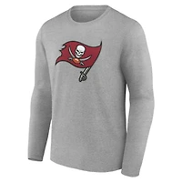 Men's Gray Tampa Bay Buccaneers Team Authentic Personalized Name & Number Long Sleeve T-Shirt