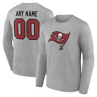 Men's Gray Tampa Bay Buccaneers Team Authentic Personalized Name & Number Long Sleeve T-Shirt