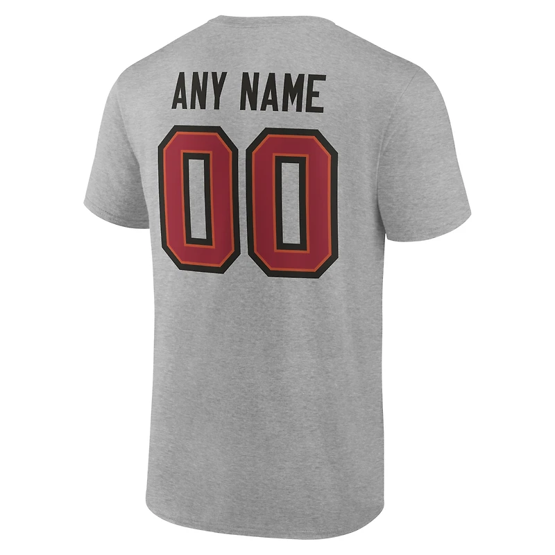 Men's Gray Tampa Bay Buccaneers Team Authentic Personalized Name & Number T-Shirt