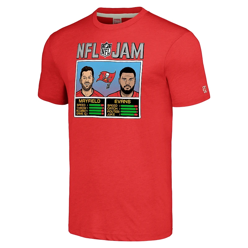 T-shirt NFL Jam Tri-Blend rouge hommage à Baker Mayfield et Mike Evans pour hommes des Buccaneers de Tampa Bay