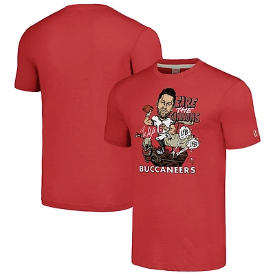 T-shirt triple mélange Hommage Baker Mayfield pour hommes, rouge Tampa Bay Buccaneers Caricature Player