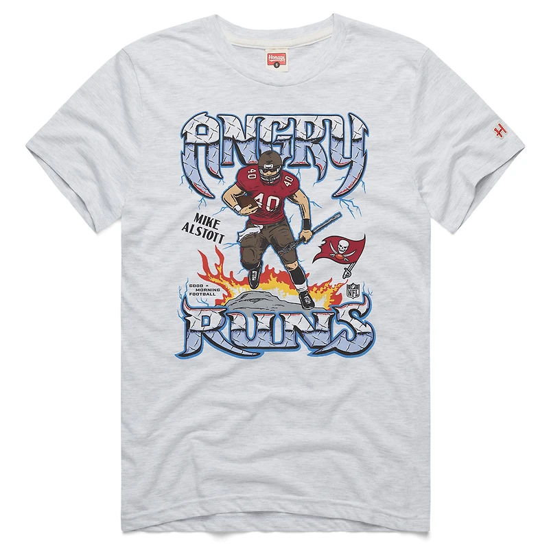 T-shirt rétro Angry Runs Tri-Blend hommage Mike Alstott Ash Tampa Bay Buccaneers pour hommes