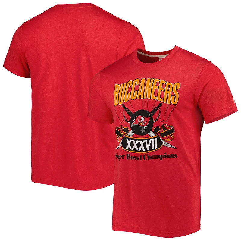 T-shirt à trois mélanges Homage Red Tampa Bay Buccaneers Super Bowl Classics pour homme