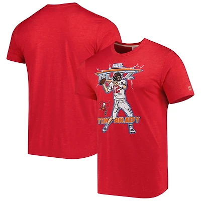 T-shirt Tri-Blend Hommage Tom Brady Heathered Red Tampa Bay Buccaneers NFL Blitz Player pour hommes