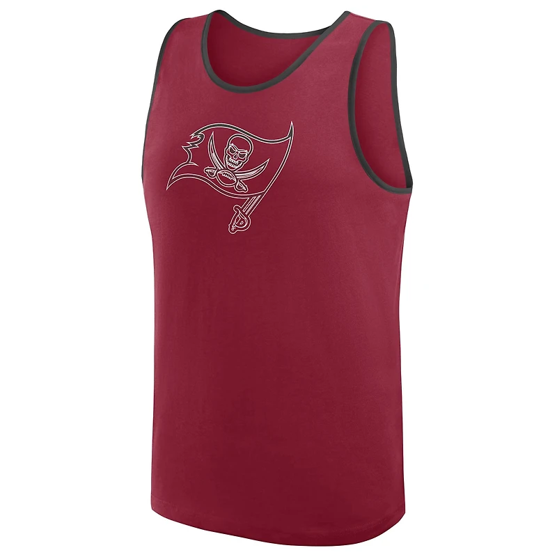 Débardeur rouge athlétique avec logo pour homme des Buccaneers de Tampa Bay, succès inégalé