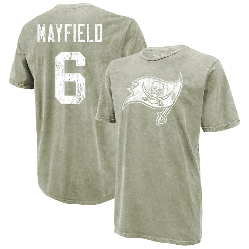 Men's Majestic Threads Baker Mayfield Moss Green Tampa Bay Buccaneers Mineral Wash Name & Number T-Shirt