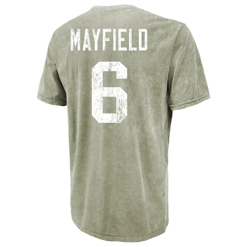 Men's Majestic Threads Baker Mayfield Moss Green Tampa Bay Buccaneers Mineral Wash Name & Number T-Shirt