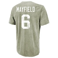 Men's Majestic Threads Baker Mayfield Moss Green Tampa Bay Buccaneers Mineral Wash Name & Number T-Shirt