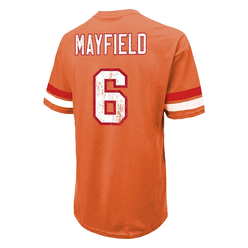 T-shirt oversize orange Baker Mayfield des Buccaneers de Tampa Bay, la marque Majestic Threads, pour homme