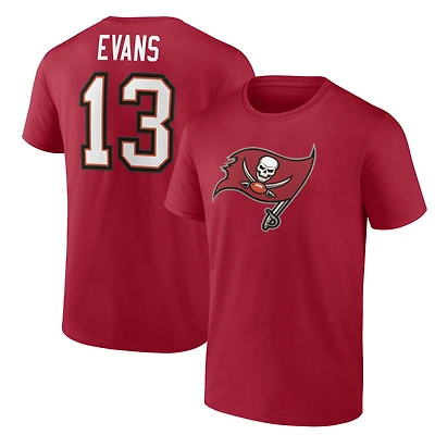T-shirt rouge Mike Evans pour homme avec nom et numéro de joueur des Buccaneers Tampa Bay