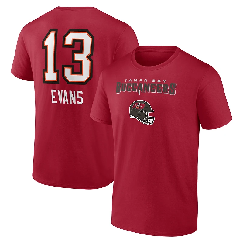 Men's Mike Evans Red Tampa Bay Buccaneers Team Wordmark Name & Number T-Shirt