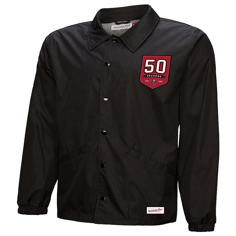 Men's Mitchell & Ness Black Tampa Bay Buccaneers 50th Season Full-Snap Coaches Jacket