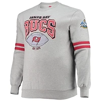 Mitchell & Ness pour hommes gris chiné Tampa Bay Buccaneers Big Tall - Sweat-shirt à imprimé intégral