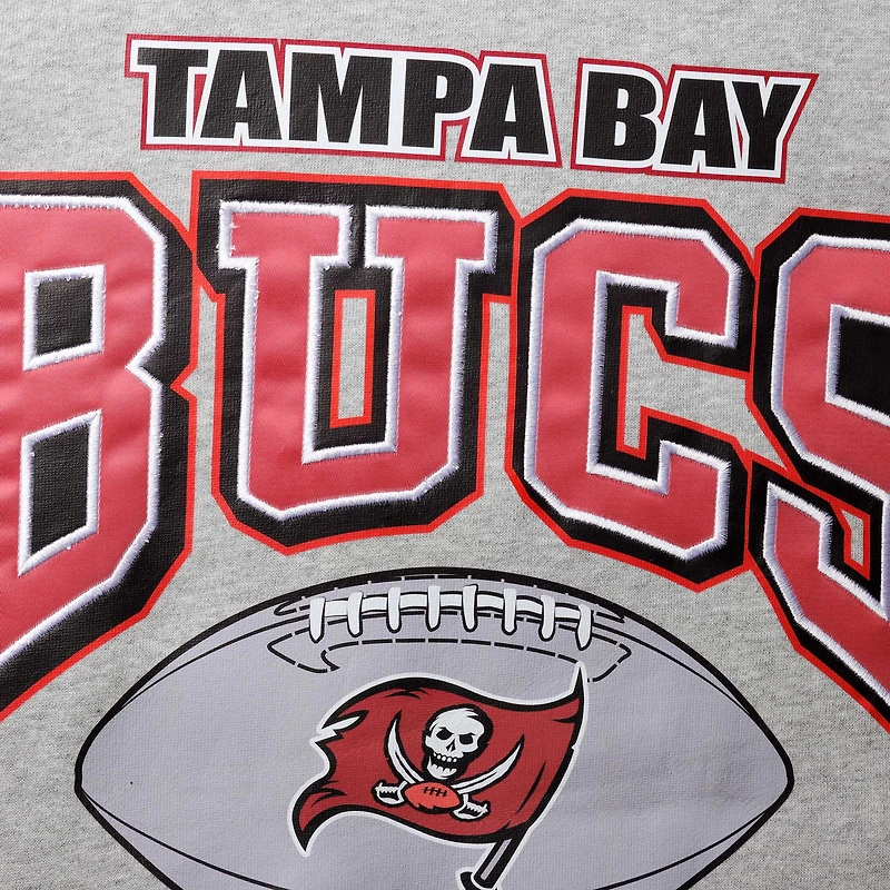 Mitchell & Ness pour hommes gris chiné Tampa Bay Buccaneers Big Tall - Sweat-shirt à imprimé intégral