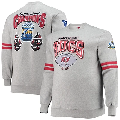 Mitchell & Ness pour hommes gris chiné Tampa Bay Buccaneers Big Tall - Sweat-shirt à imprimé intégral