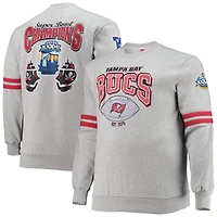 Mitchell & Ness pour hommes gris chiné Tampa Bay Buccaneers Big Tall - Sweat-shirt à imprimé intégral