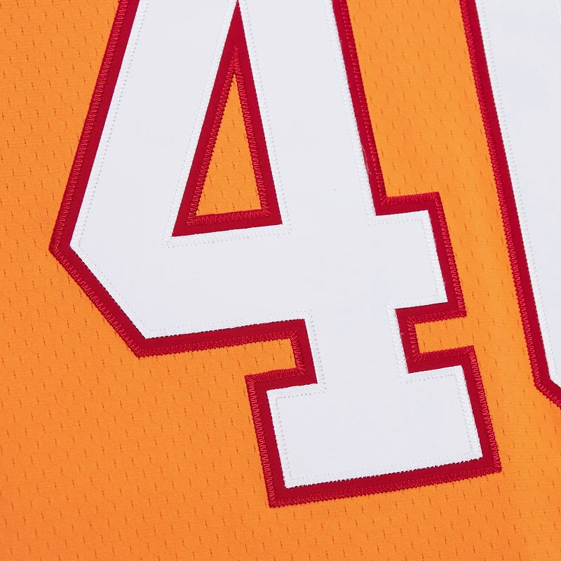 Men's Mitchell & Ness Mike Alstott Orange Tampa Bay Buccaneers Player Name Number Hoodie Legacy Jersey