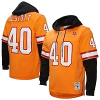 Sweat à capuche orange pour homme Mitchell & Ness Mike Alstott avec nom et numéro de joueur des Tampa Bay Buccaneers Legacy Jersey