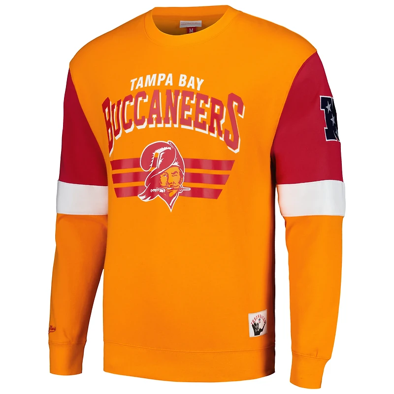 Men's Mitchell & Ness Orange Tampa Bay Buccaneers Gridiron Classics Allover 3.0 Pullover Sweatshirt
