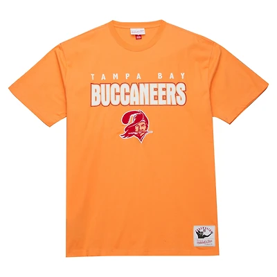 T-shirt Mitchell & Ness orange Tampa Bay Buccaneers pour homme, logo vintage premium « Throw It Back »
