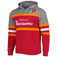 Chandail à capuchon pour entraîneur-chef des Tampa Bay Buccaneers Mitchell & Ness rouge/gris chiné homme